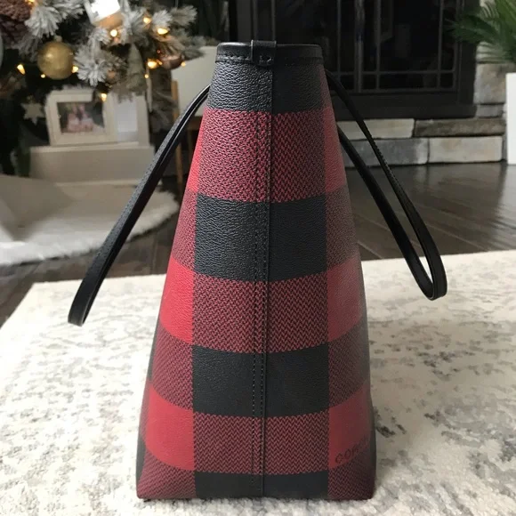 Coach City Tote Bag With Buffalo Plaid Print, 7271 - Picture 7 of 15